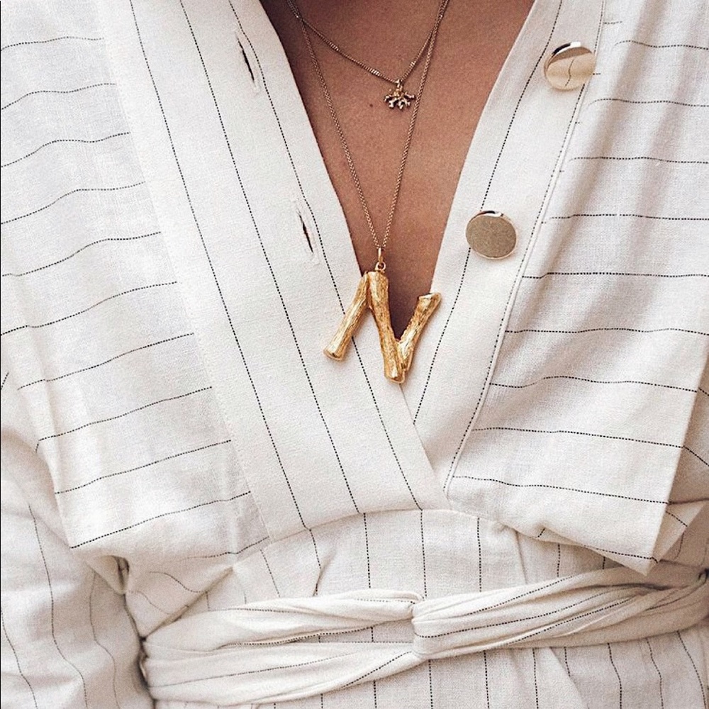 Blogger Fav Gold Bamboo Pendant Alphabet Necklace